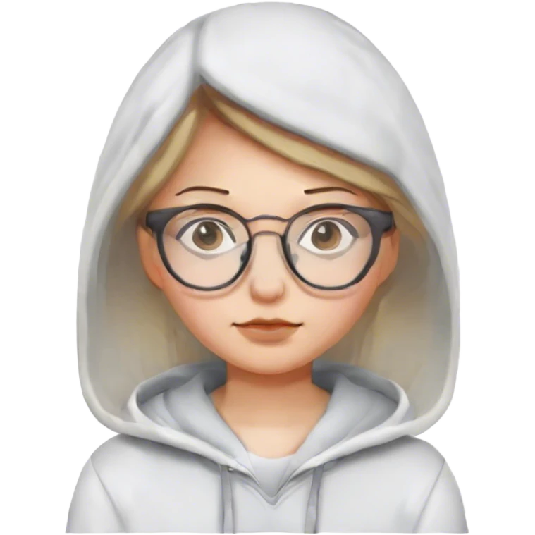 girl with classes and a white hoodie  emoji