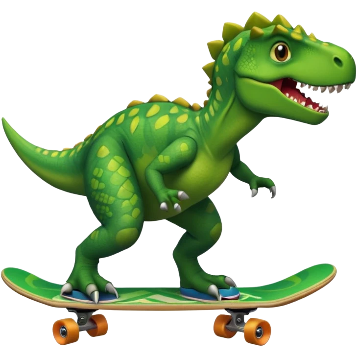 Dinosaur on a skateboard emoji