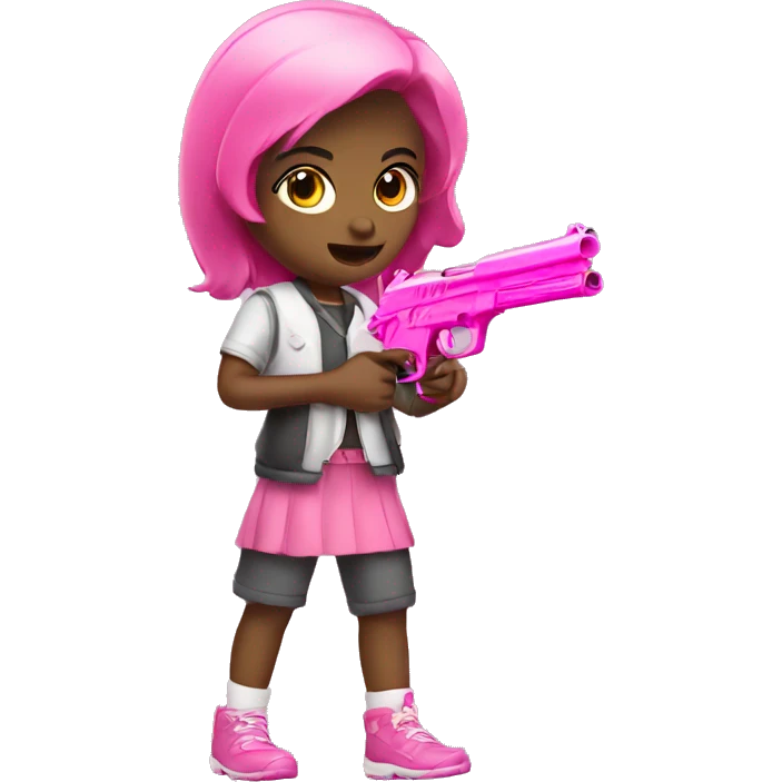Girl with pink gun emoji