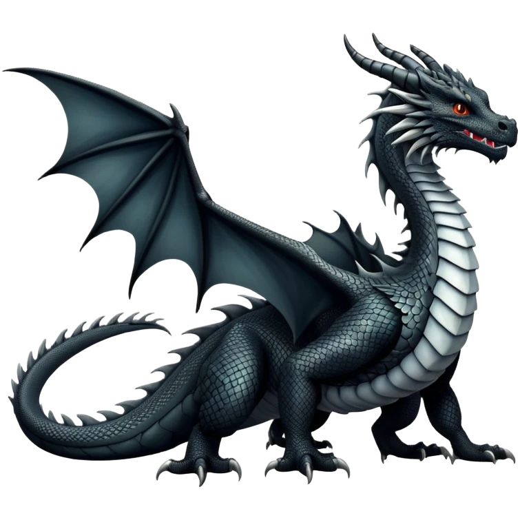 Beautiful detailed dragon in black tone emoji