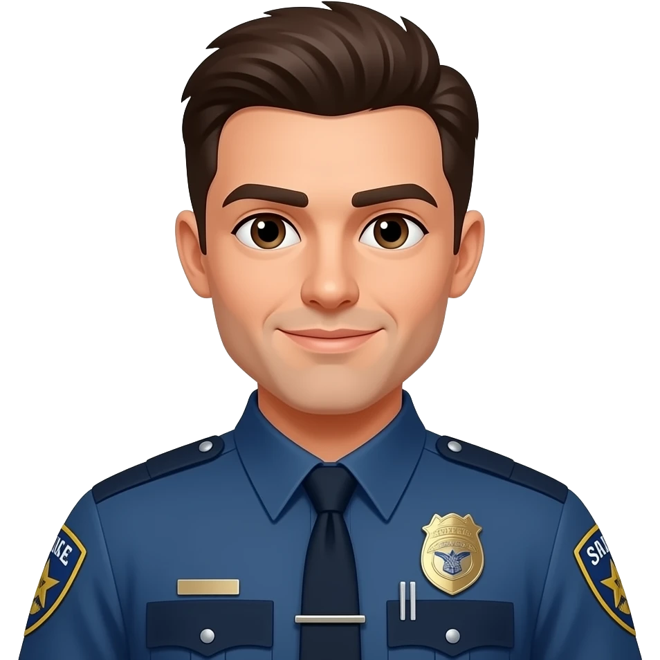 male police office with dark brown hair emoji