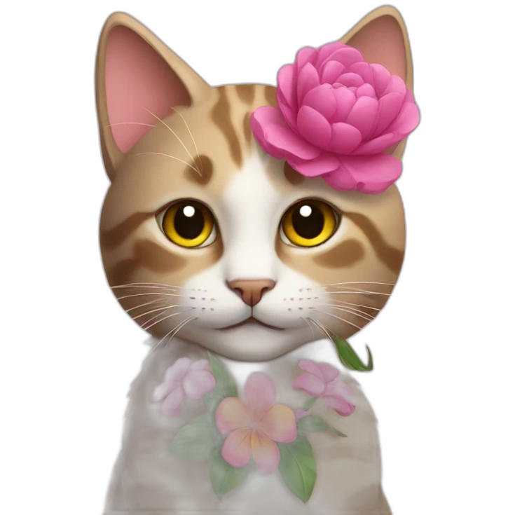 Cat with flower emoji
