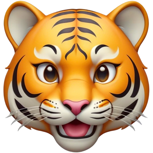 Cinematic Comical Tiger Portrait Emoji, Head tilted dramatically with an exaggeratedly shocked expression, featuring a sleek, muscular build with wide, comically expressive eyes full of humorous disbelief, Simplified yet hilariously expressive features, highly detailed, glowing with a slightly sassy wild glow, high shine, dramatic yet playful, stylized with an air of quirky feline attitude, soft glowing outline, capturing the essence of a meme-worthy tiger that looks ready to side-eye its way into viral fame! emoji