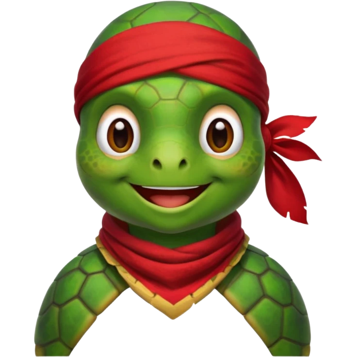 turtle wearing a red pirate scarf emoji