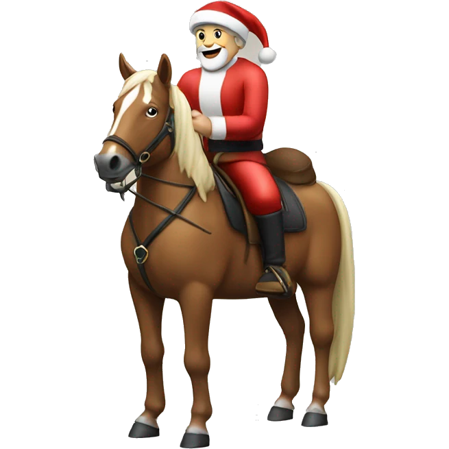 Will Ferrall riding a horse wearing a Santa hat emoji