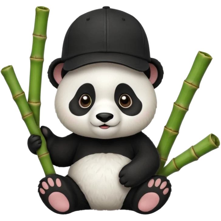 panda wearing cap with bamboo emoji