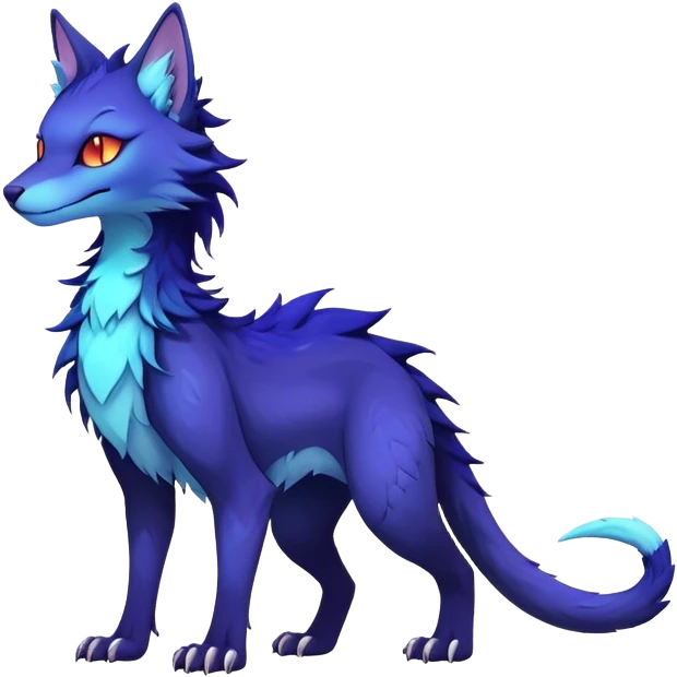 Kawaii dark colorful edgy fantasy ethereal feline-vernid-sergal-fursona animal creature with a tufted tail full body emoji