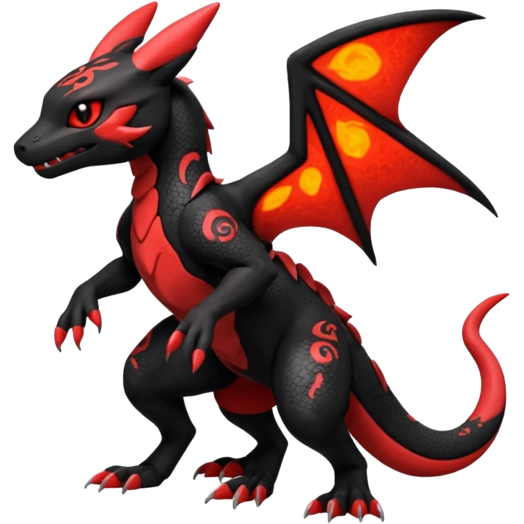 Exotic Volcanic Guilmon-Salandit-Umbreon-Fakémon-hybrid-creature (full body)  emoji