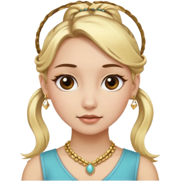 fancy blonde hair girl with ponytails brown makeup and jewellery emoji