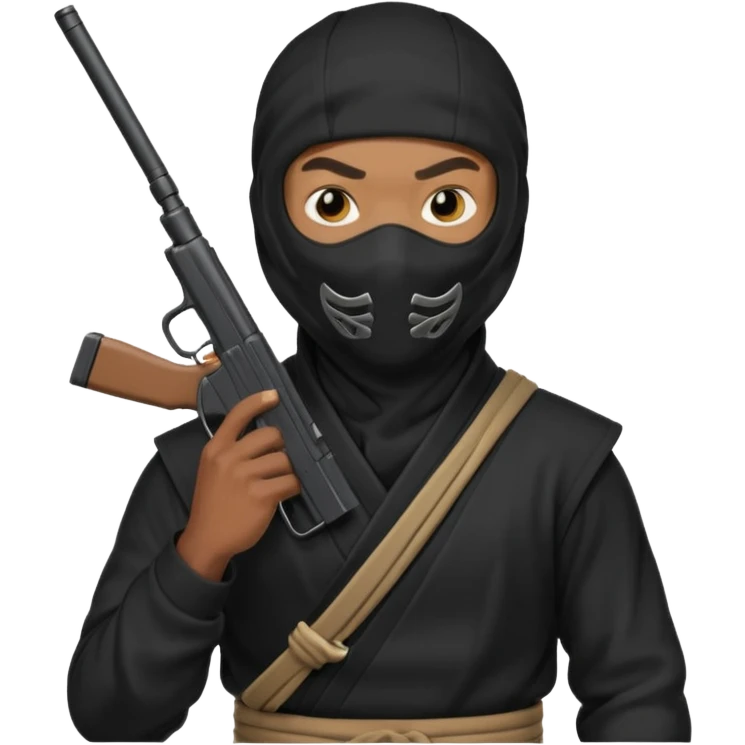A black male in a ninja mask with a gun emoji