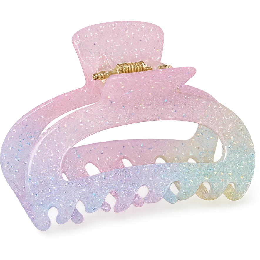 girly sparkling hair claw clip, pastel colors, no background emoji