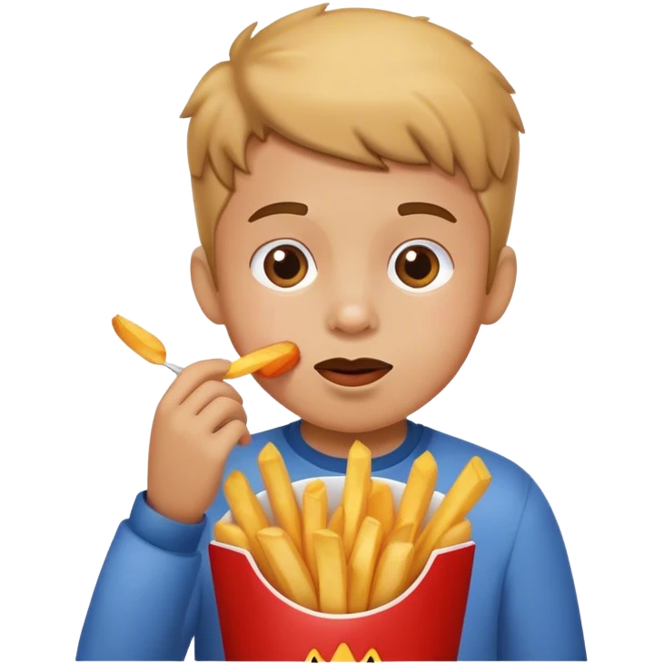 A boy eating fries emoji