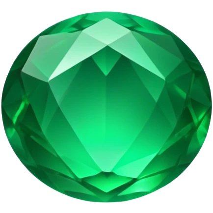 Cinematic Realistic Emerald Emoji, Deep and lush, with a vibrant green hue that catches light, creating a brilliant, sparkling effect across its polished surface. The facets of the gem catch the light in rich, deep reflections, radiating a sense of luxury and nature. Soft glowing outline, capturing the essence of natural beauty and timeless elegance in a vivid emerald. emoji