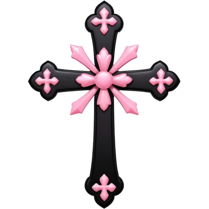 realistic 3d soft cute black pink goth cross , no woman emoji