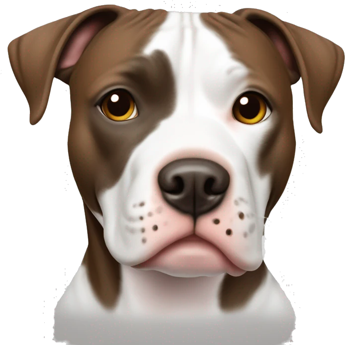 American Staffordshire terrier white and brown brown patch on right eye with hazel eyes and brown nose ￼￼￼ emoji