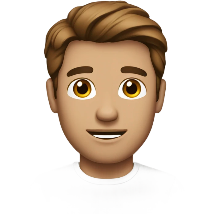 brown haired man in white shirt emoji