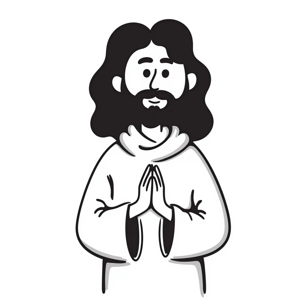 Jesus Christ with long hair and beard, wearing robes, with a kind expression emoji