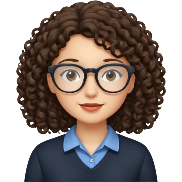 brunette girl with glasses and curly hair emoji