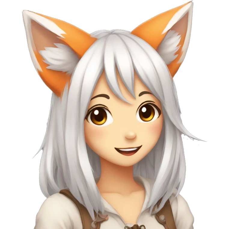 Anime fox girl shy giggling emoji