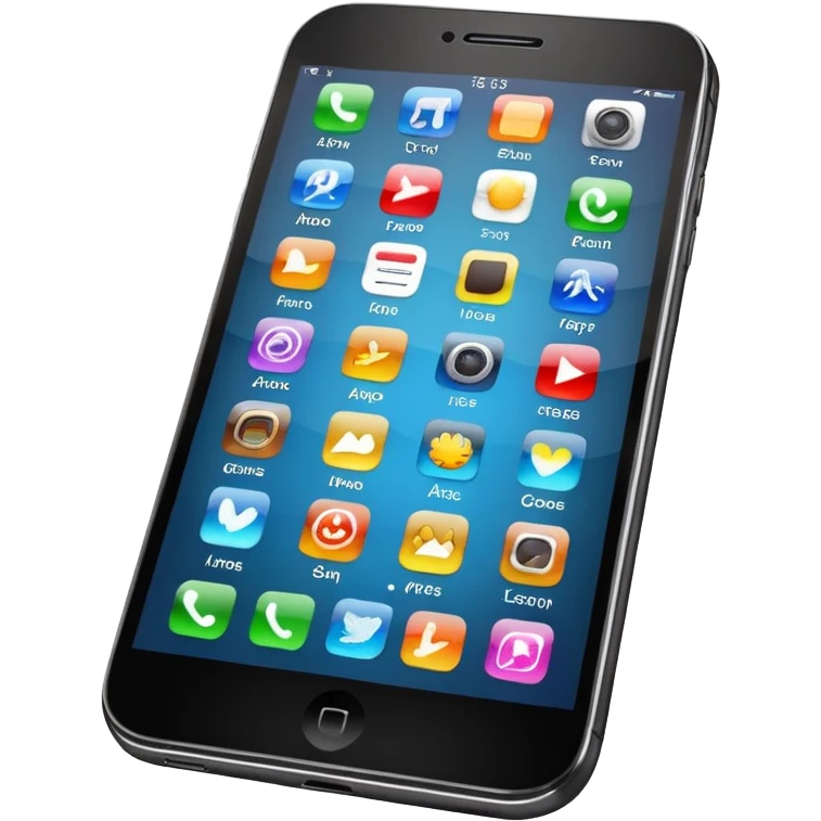 smartphone  black with icons on screen emoji