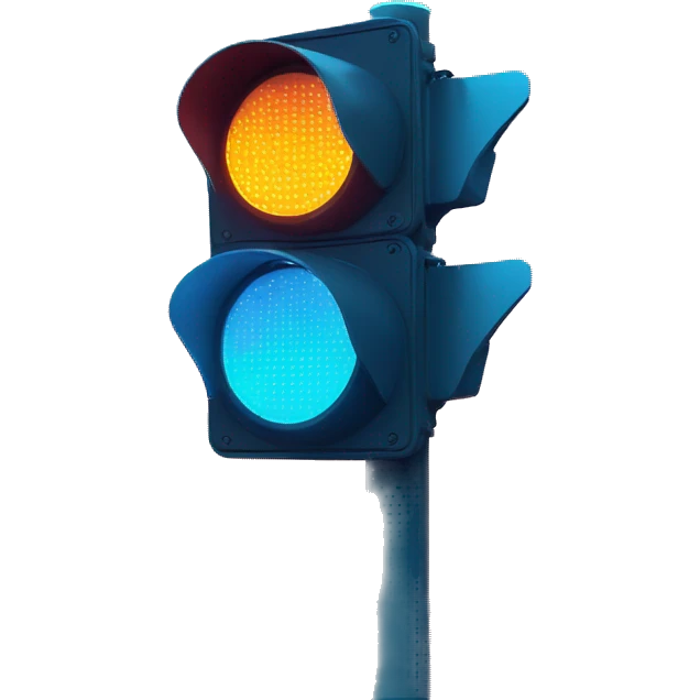 futuristic traffic light blue neon smart sensors emoji