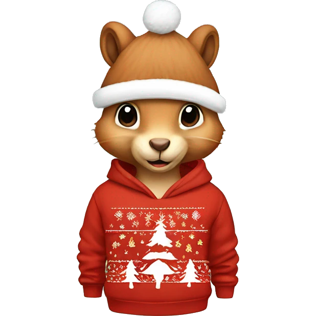 squirrel wearing christmas Sweatshirt  emoji