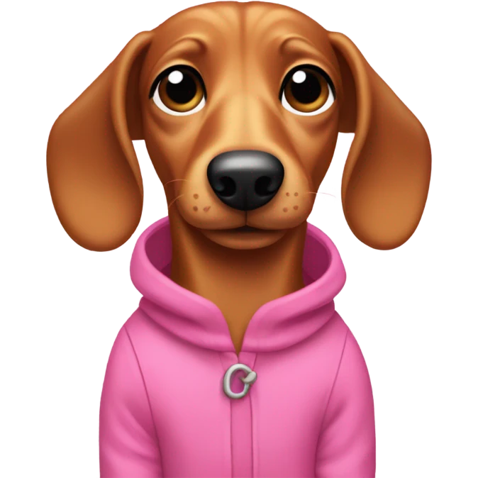 Wiener dog in a pink jumpsuit emoji