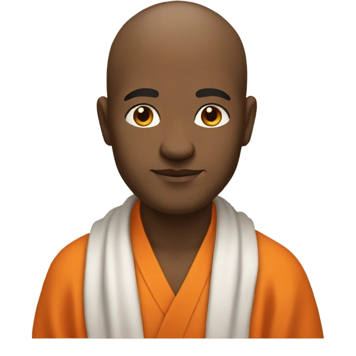 yogi with a peaceful and meditative expression. The character should be wearing an orange robe, symbolizing traditional yogic attire. emoji