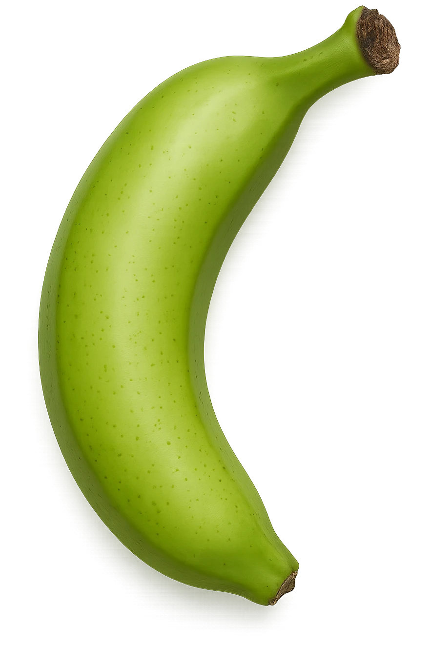 Banana acerba vista dall'alto, iperrealistiche 4k emoji