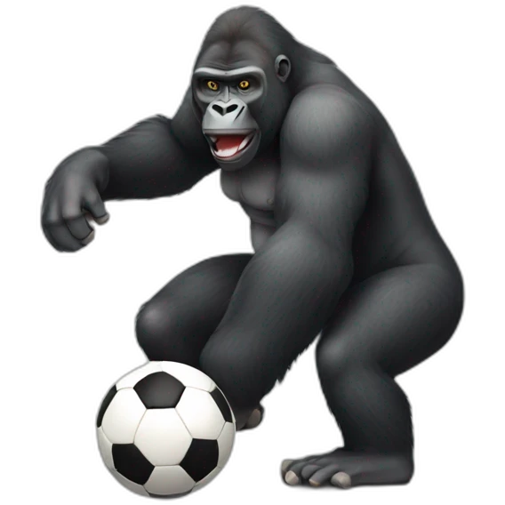 A gorilla playing soccer emoji