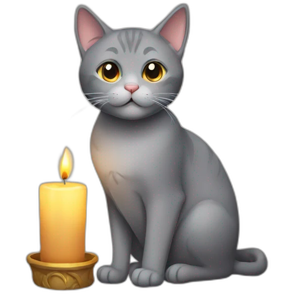gray cat with candle emoji