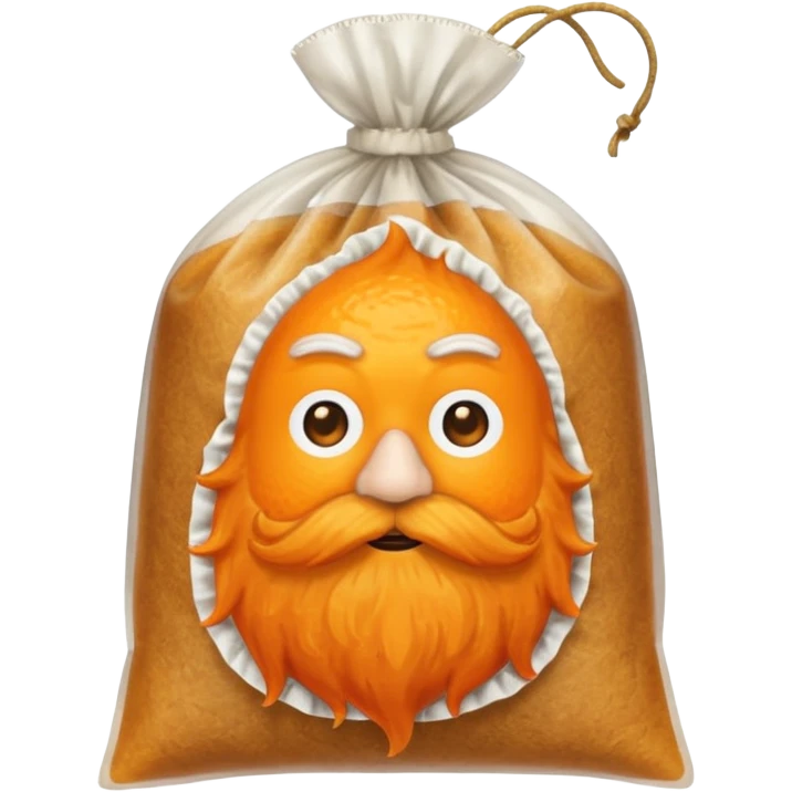 a teabag with orange beard at the ends of the bag emoji