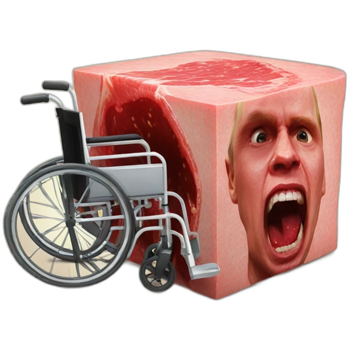 Furious raw meat cube holding wheelchair vladimir putin emoji