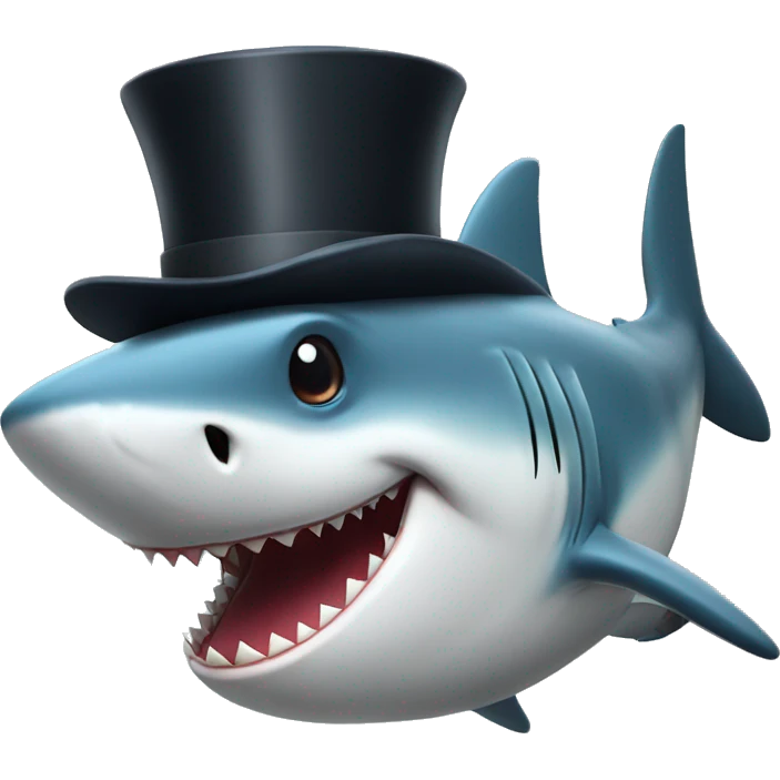 Shark with a top hat emoji