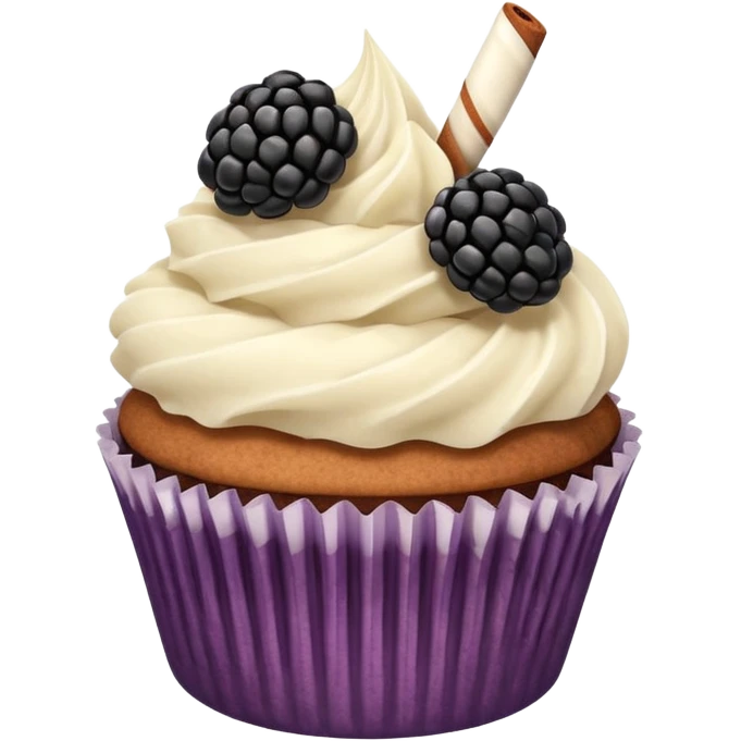 cupcake with cinnamon dusting & blackberry on top emoji