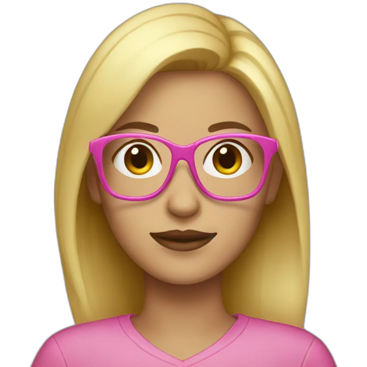 Blond woman pink glasses emoji