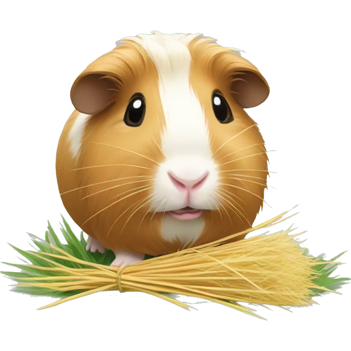 Guineapig eating  a strand of long grass hay  emoji