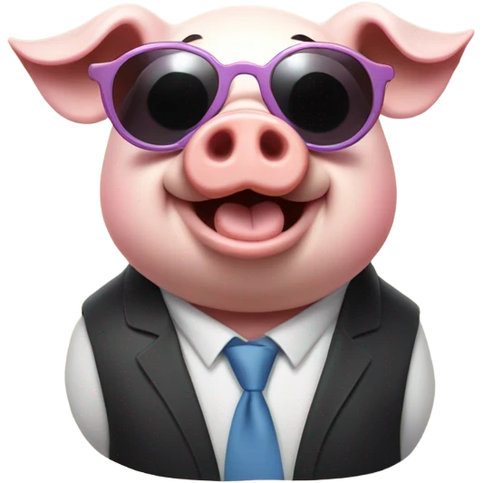 Happy rich pig cilinder sunglases emoji