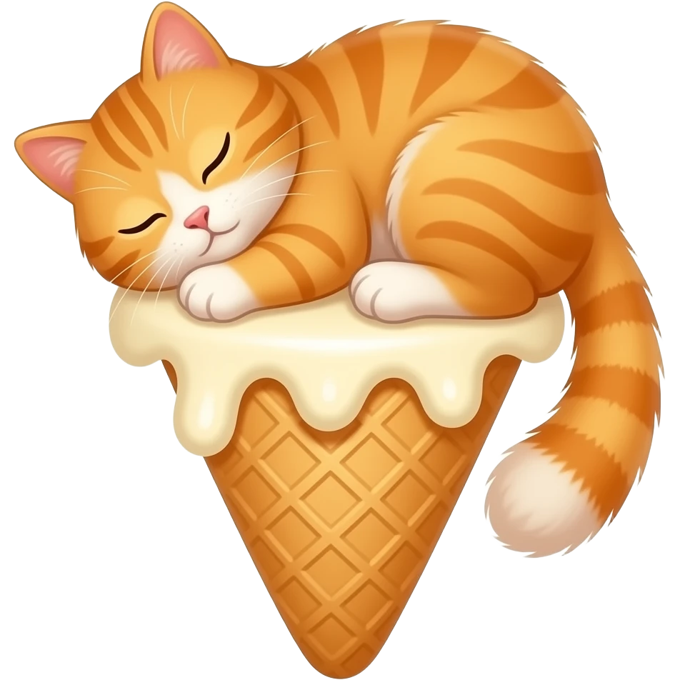 Cat sleeping on ice cream emoji