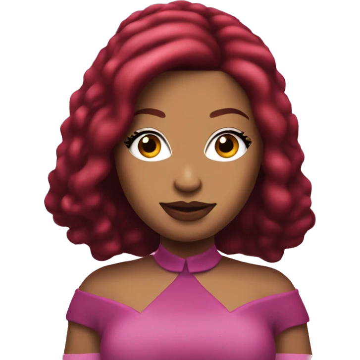 Nicki Minaj with dark red hair standing emoji