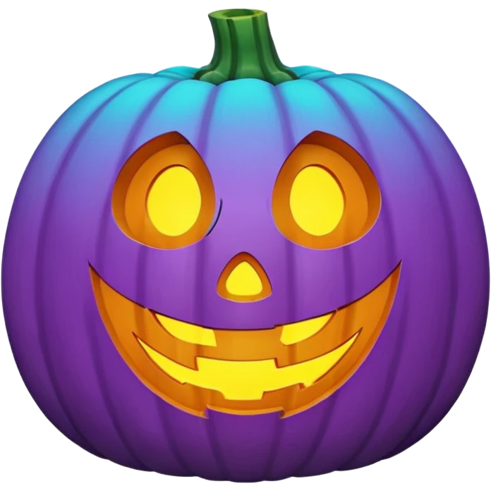 glowing jack-o'-lantern, only purple and cyan colors emoji