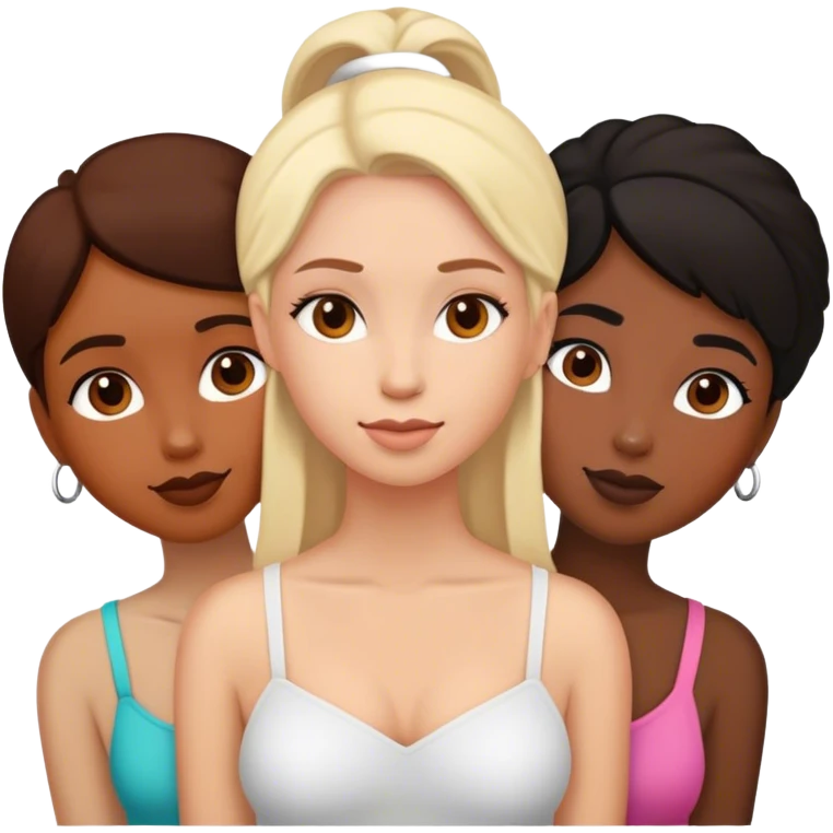 Three female friends, two are Latin one is black and one is white  emoji