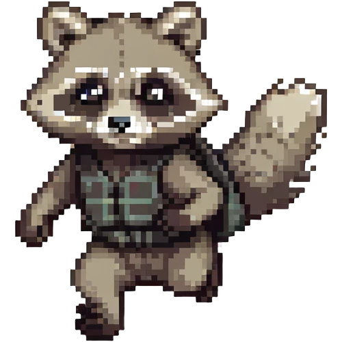 raccoon running with a determined expression emoji