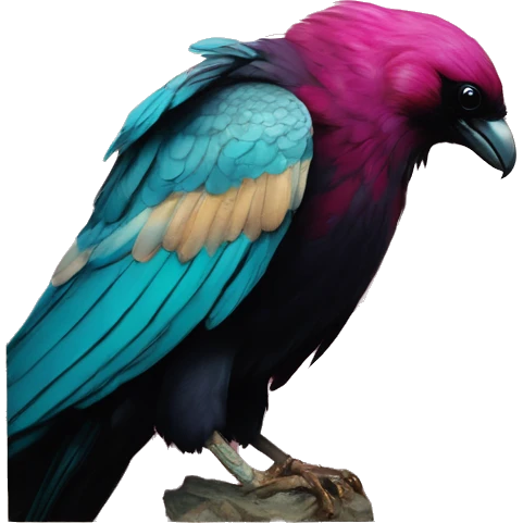 Vintage painting swirls gold jewellery baroque raven wings angel tropical Deep pink maroon burgundy cyan dark hoodie man vitiligo dyed hair gold piercings nose piercing ear piercings emoji