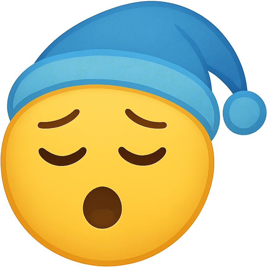 face with sleepy cap emoji, digital illustration emoji
