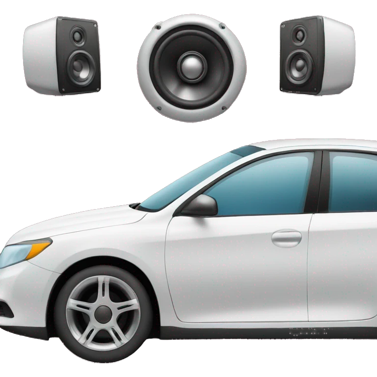 Car with big speaker emoji