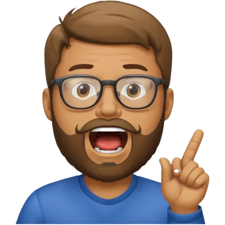 a guy with a beard, glasses and shouting : "FA, FA-TE INCOA" emoji