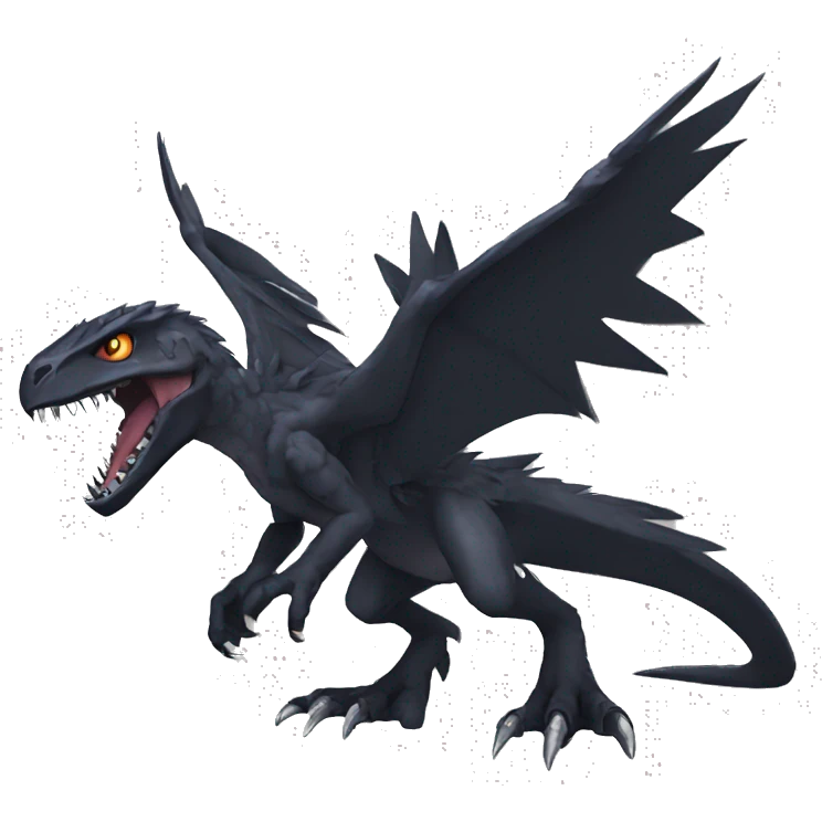  Cool Edgy Black Digimon-Fakemon-Raptor-Reptile full body emoji