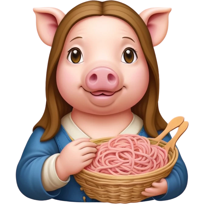   renaissance monalisa pig with pink spaghetti background  emoji