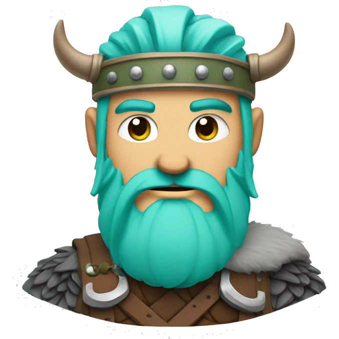 Winking Viking with cyan and green hair and beard emoji
